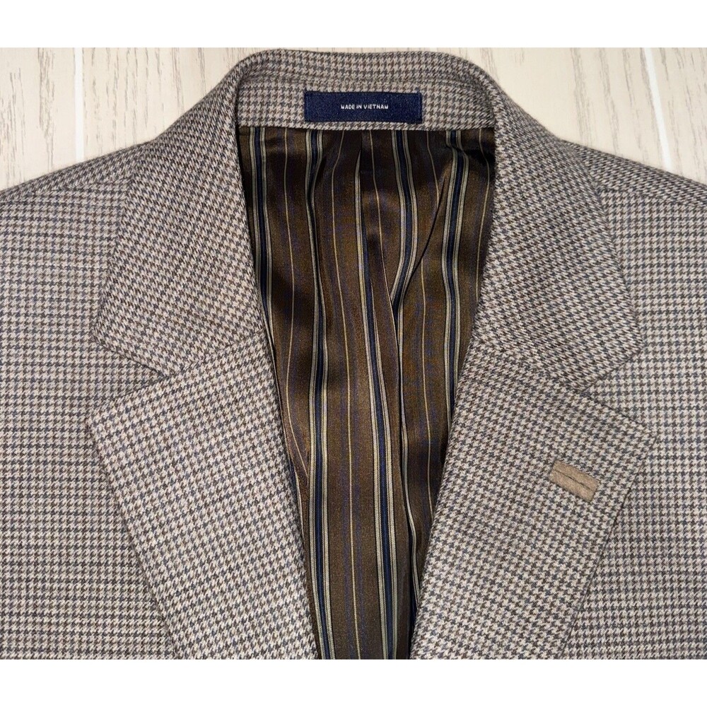 Mens Stafford Brown Plaid Suit Jacket Size 40R Classic Fit Great Condition Clean